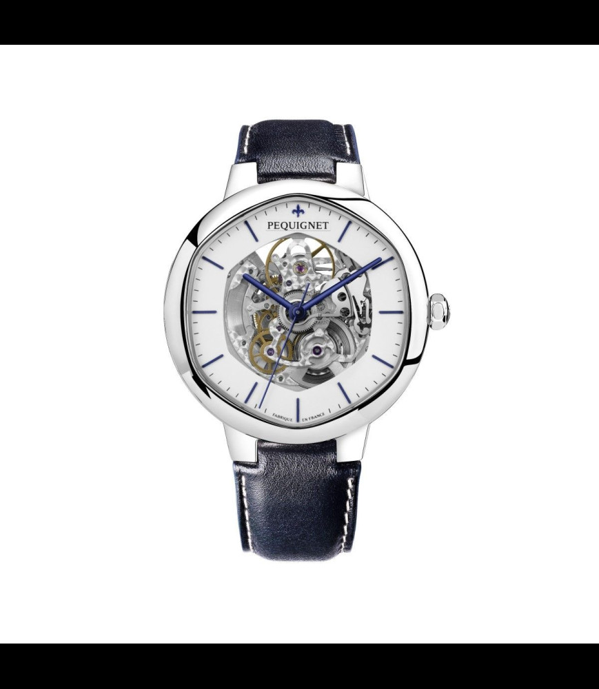 PEQUIGNET MONTRE EXAGONE Cadran squelette blanc