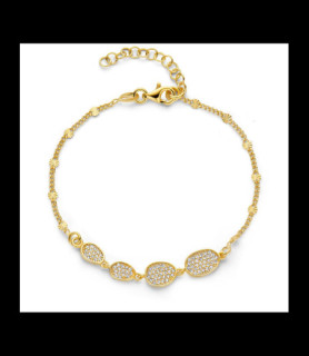 NAIOMY Bracelet en argent plaqué or jaune avec zirconium serti 17+3cm