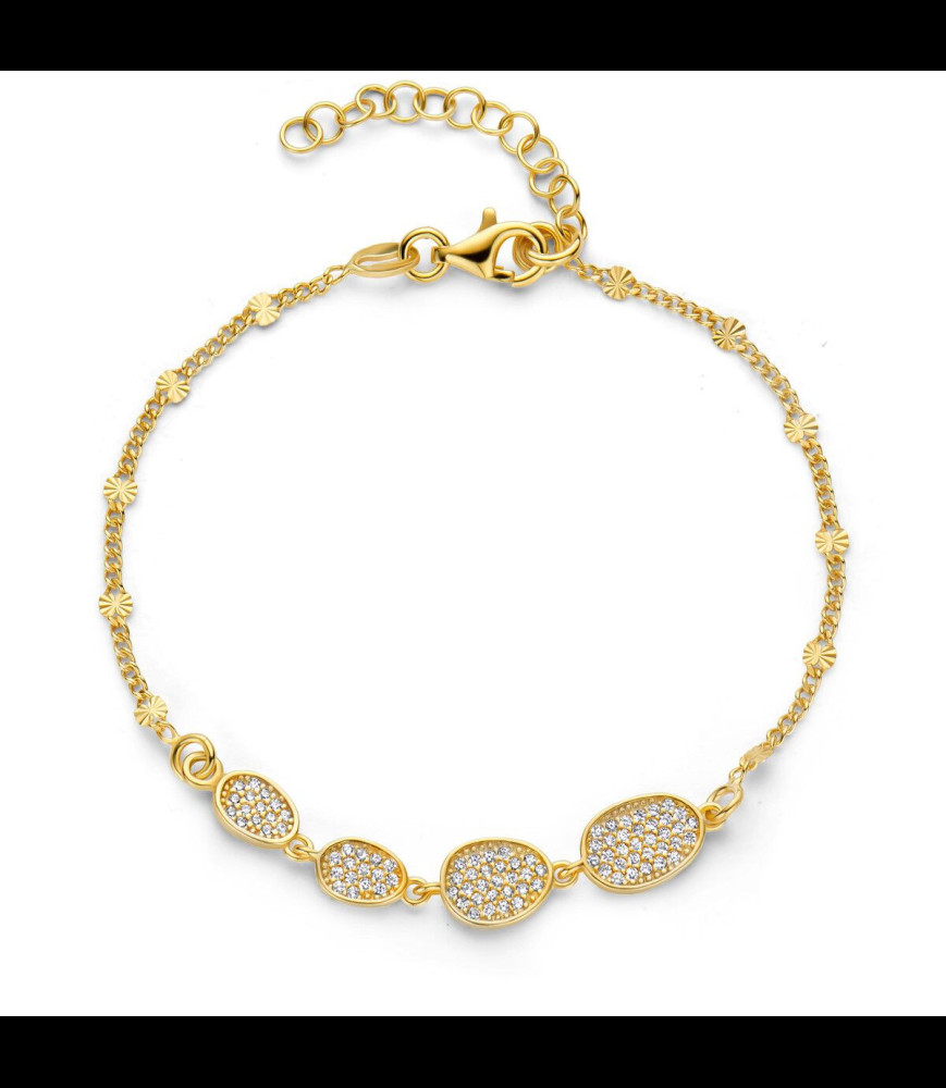 NAIOMY Bracelet en argent plaqué or jaune avec zirconium serti 17+3cm