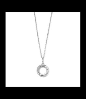 NAIOMY Chaine et  Pendentif rond en argent avec zircon + chaîne 40-42-45cm