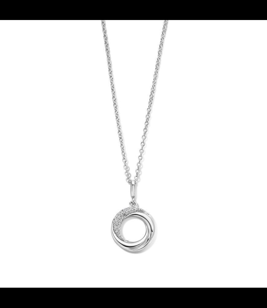 NAIOMY Chaine et  Pendentif rond en argent avec zircon + chaîne 40-42-45cm