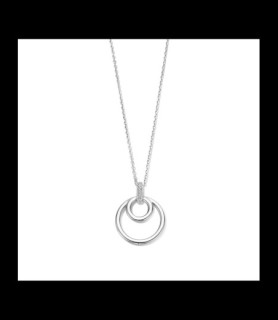NAIOMY Chaine et Pendentif rond en argent avec zircon + chaîne 40-42-45cm