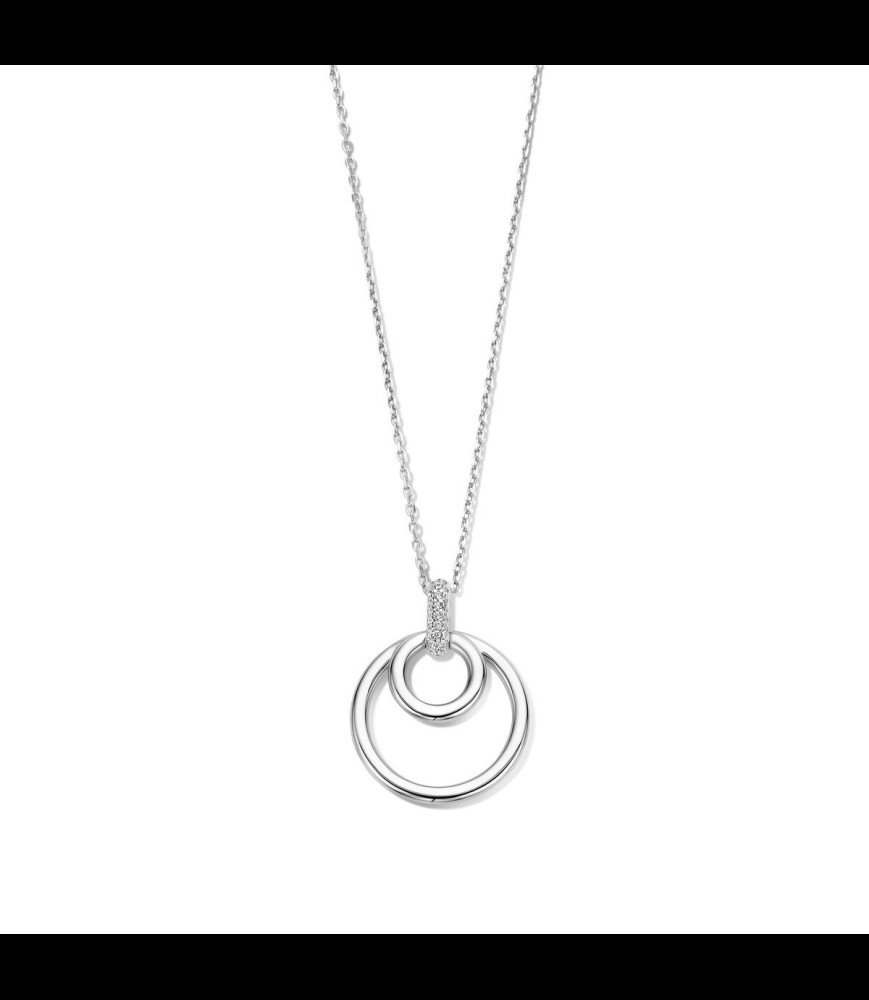 NAIOMY Chaine et Pendentif rond en argent avec zircon + chaîne 40-42-45cm