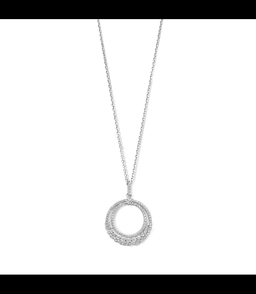 NAIOMY Chaine et Pendentif rond en argent avec zircon + chaîne 40-42-45cm