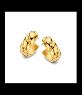 NAIOMY Créoles côtelées en argent jaune plaqué or