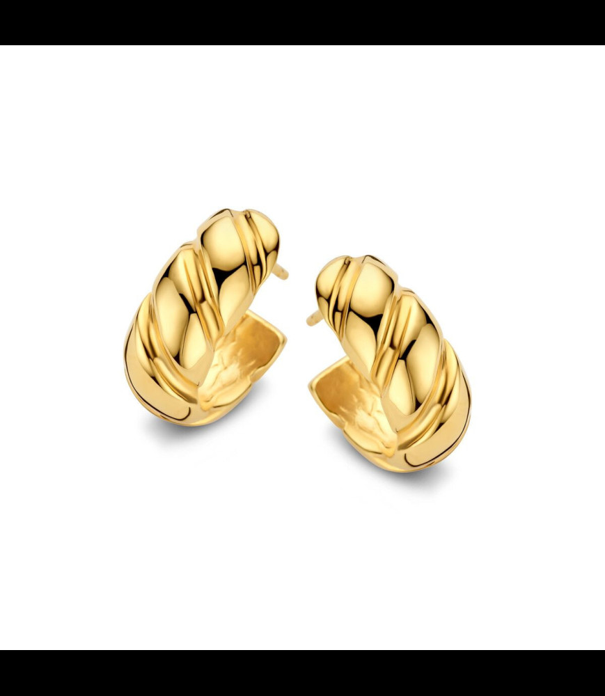 NAIOMY Créoles côtelées en argent jaune plaqué or