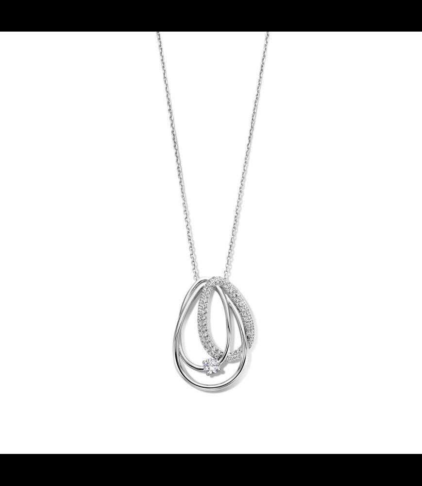 NAIOMY Chaine et  Pendentif en argent avec zirconium + chaîne 40-42-45cm