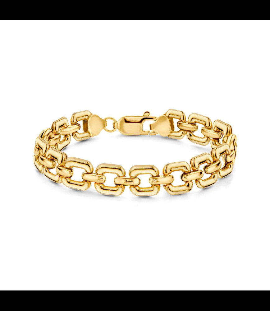 NAIOMY Bracelet en argent jaune plaqué or avec maillons ronds 18cm