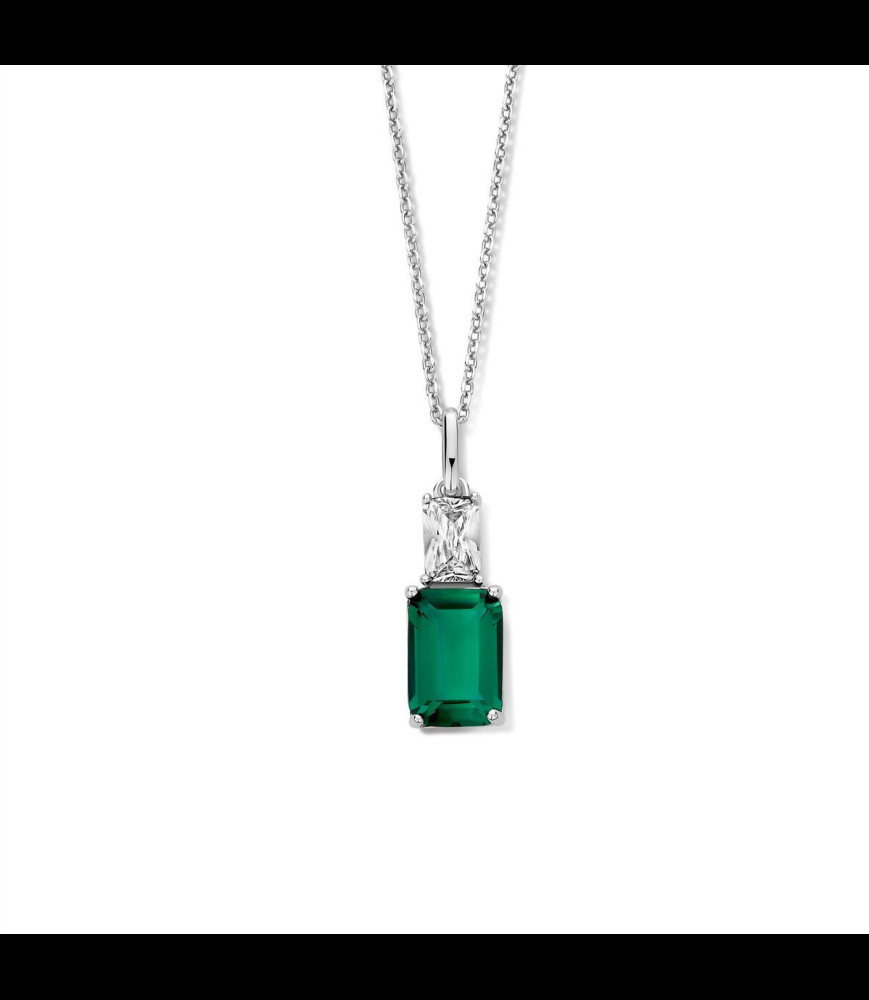 NAIOMY Collier + pendentif en argent avec pierre verte OXYDES DE ZIRCONIUM