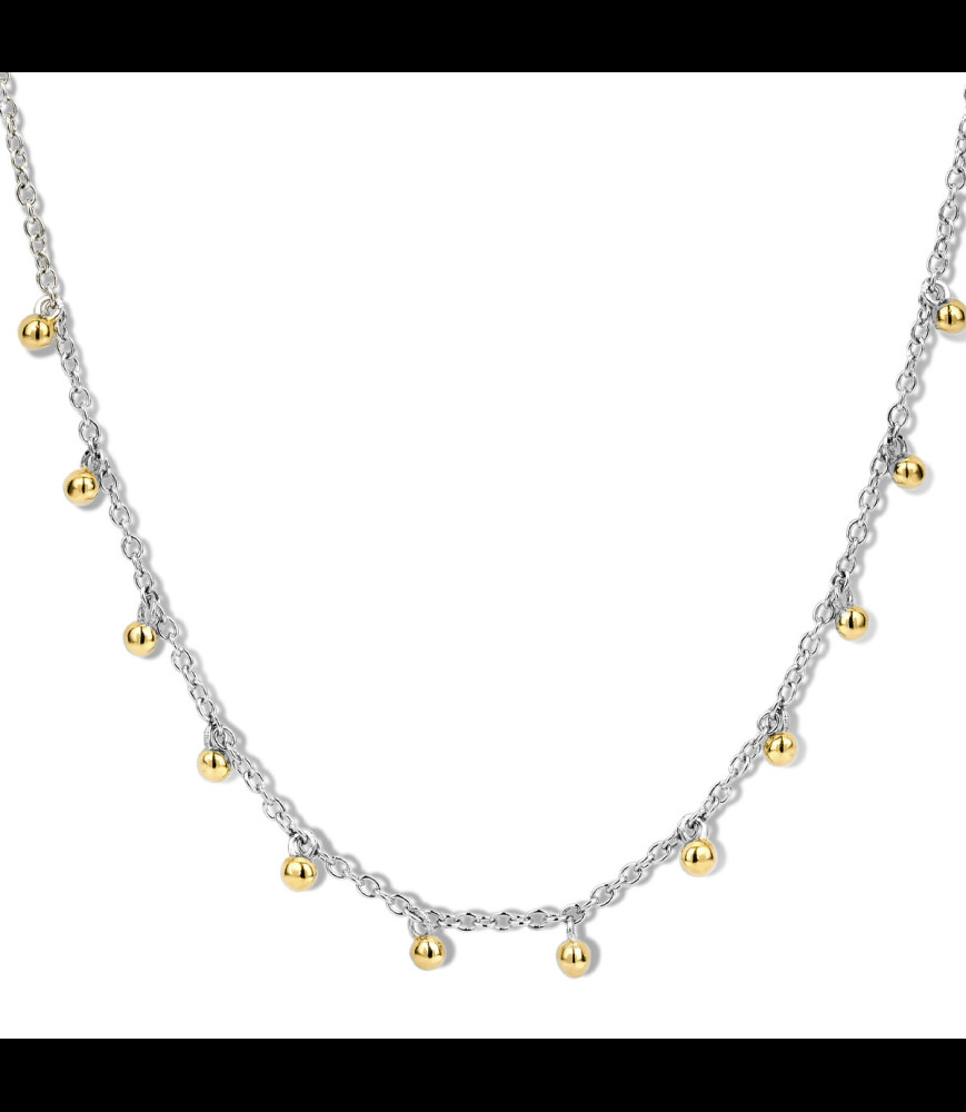 COLLIER ARGENT AVEC BOULES DOREES