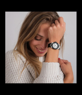 MAUBOUSSIN Montre KAB femme noire Acier, diamants et bracelet silicone noir