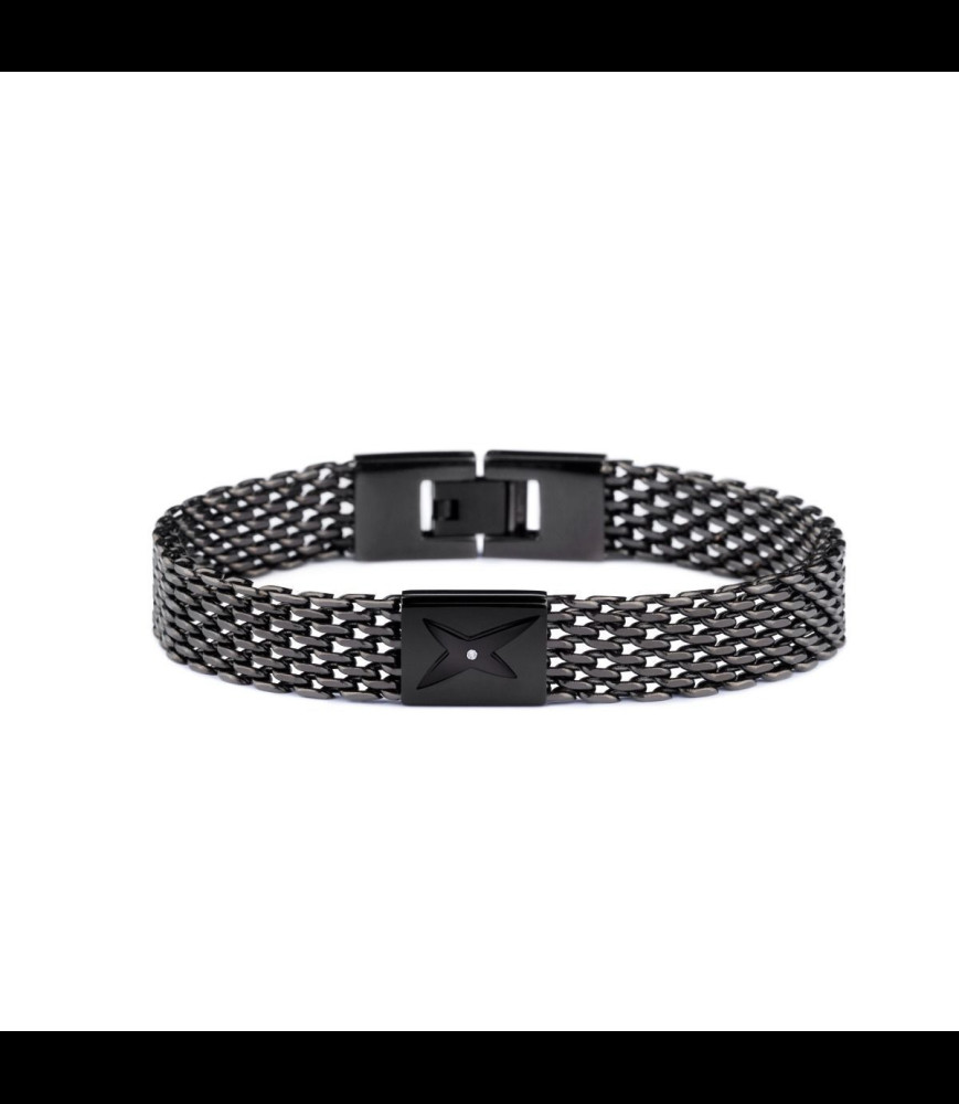 MAUBOUSSIN Bracelet J'ai ce Bonheur Acier noir et diamant tailles 16 ou 17 ou 18 ou 19 ou 20 à préciser