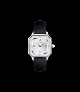 MAUBOUSSIN Montre Je t'Adore Jour et Nuit, cuir, carrée blanche