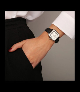 MAUBOUSSIN Montre Je t'Adore Jour et Nuit, cuir, carrée blanche