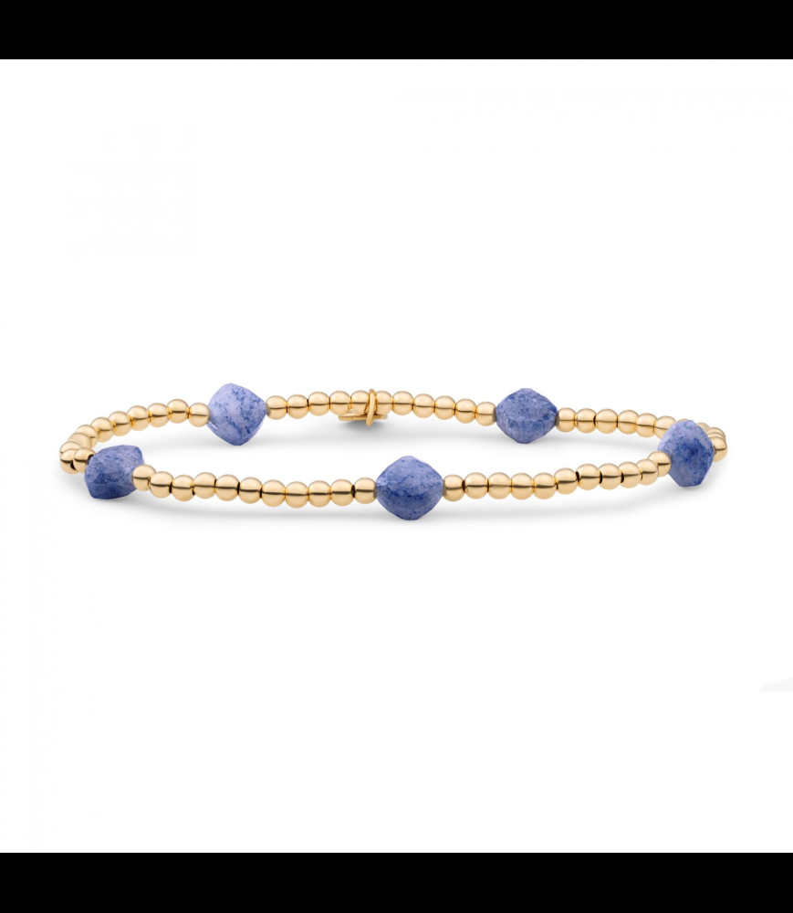 SPARKLING Bracelet argent doré blue aventurine