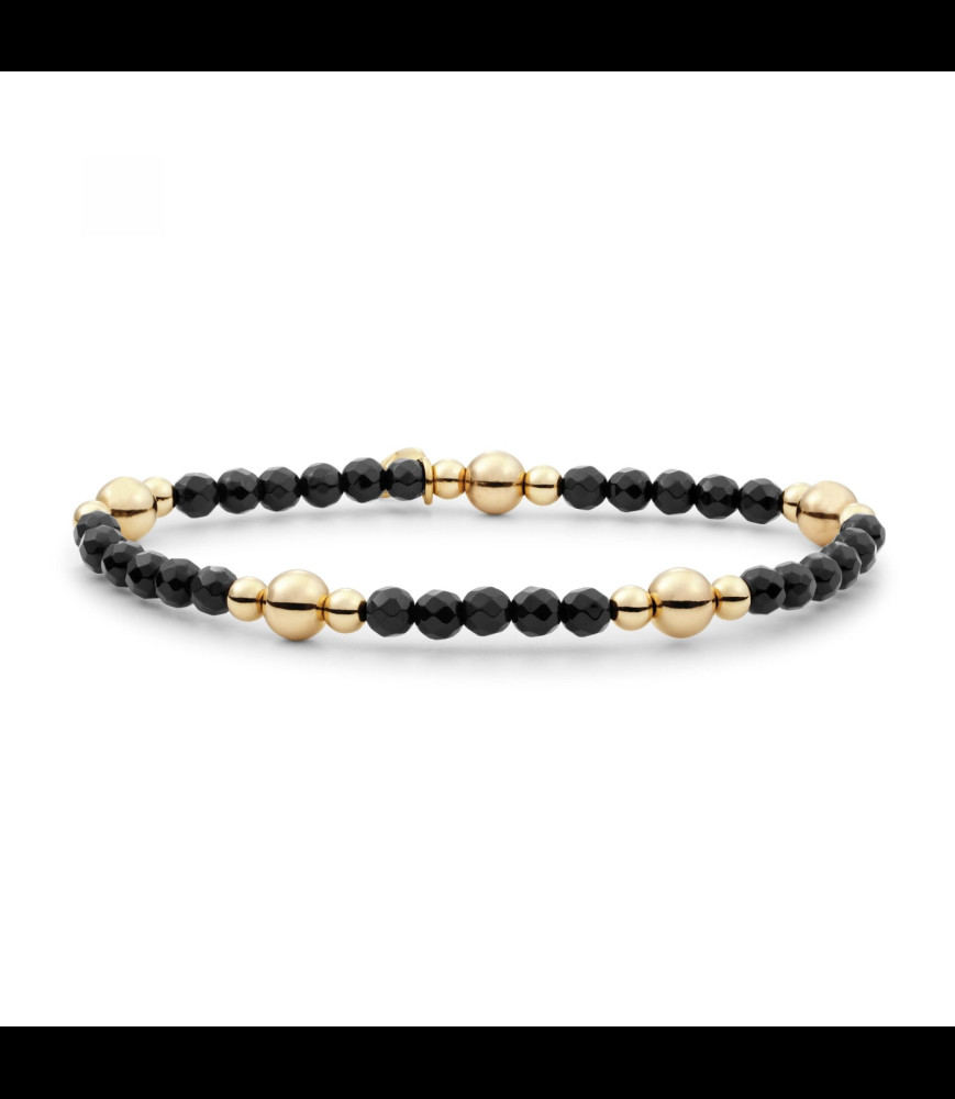 SPARKLING Bracelet argent doré et onyx
