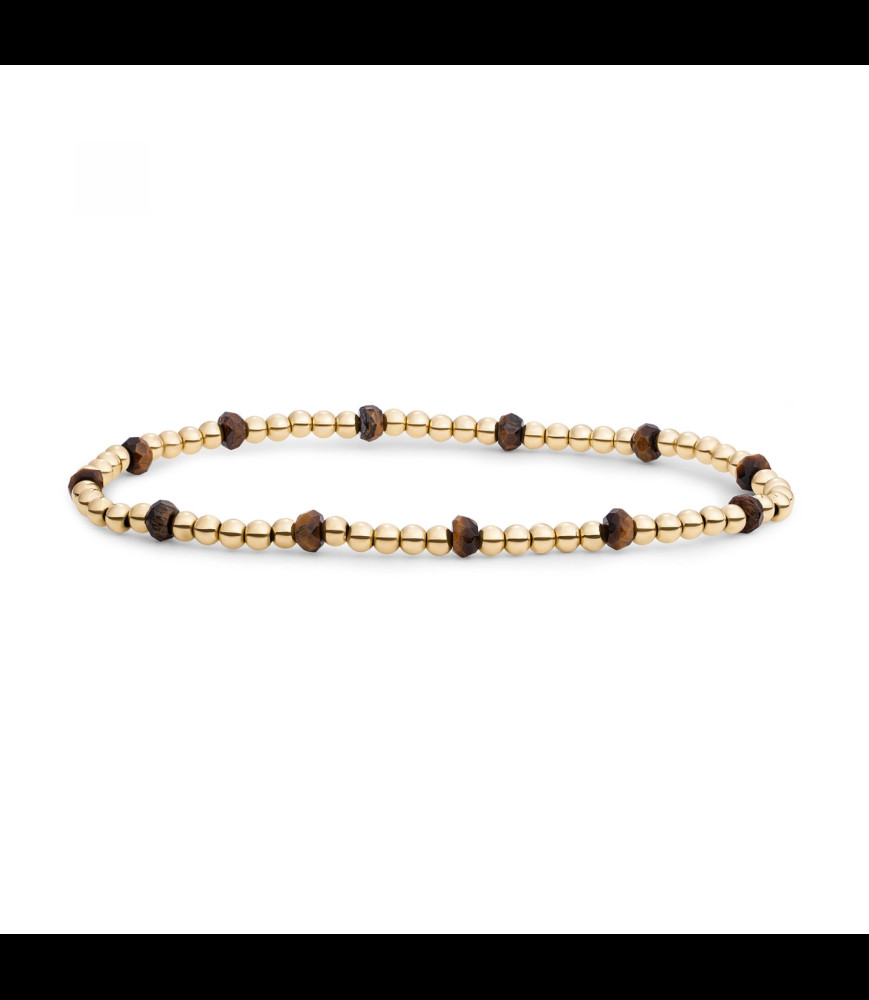 SPARKLING Bracelet argent doré et oeil de tigre