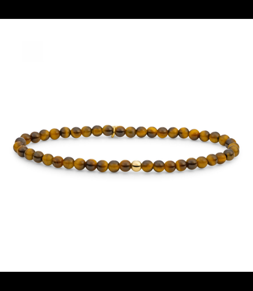 SPARKLING Bracelet argent doré et oeil de tigre