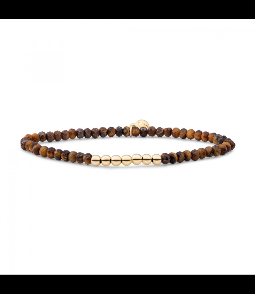 SPARKLING Bracelet argent doré et oeil de tigre