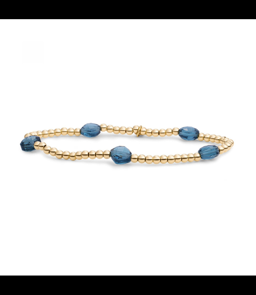 SPARKLING Bracelet argent doré et ocean quartz