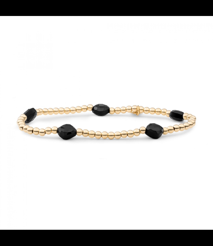 SAPARKLING Bracelet argent doré et onyx