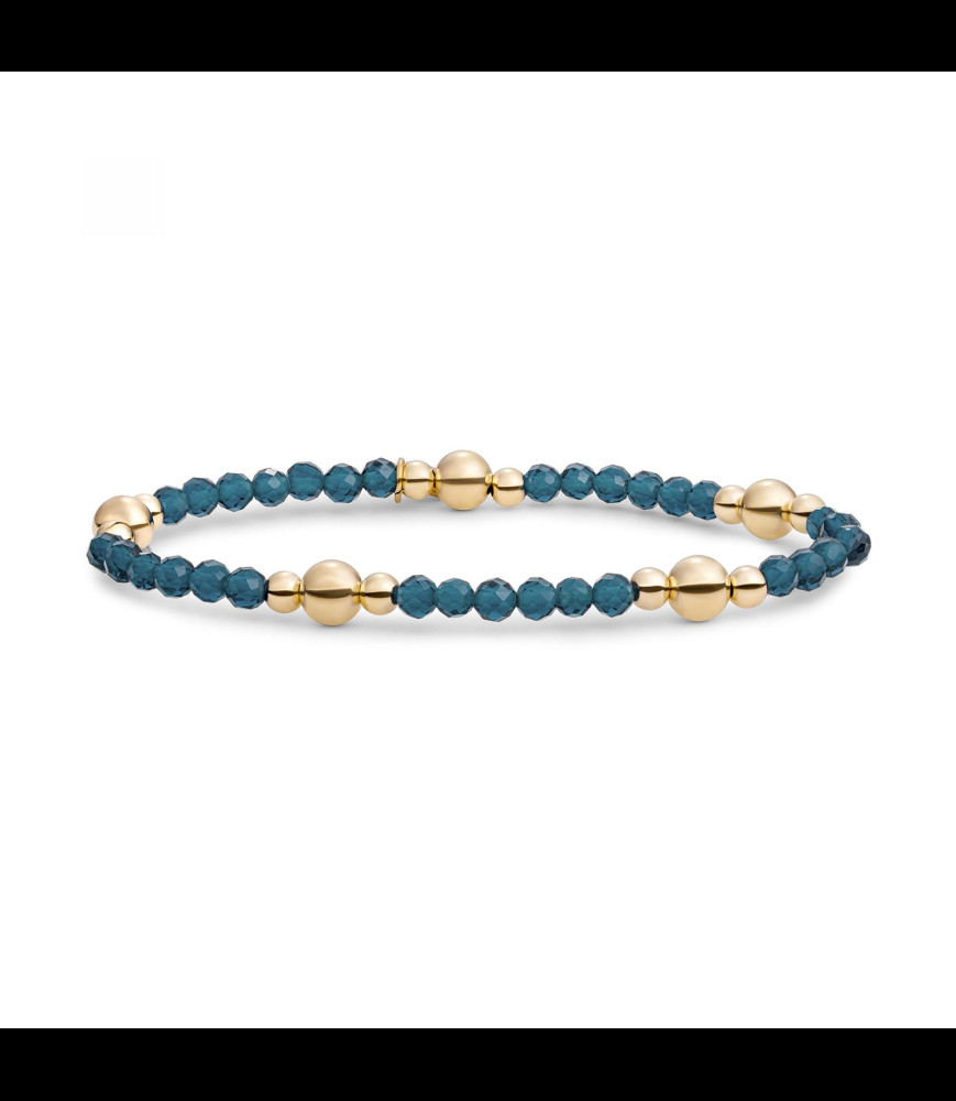 SPARKLING Braceket argent doré et ocean quartz