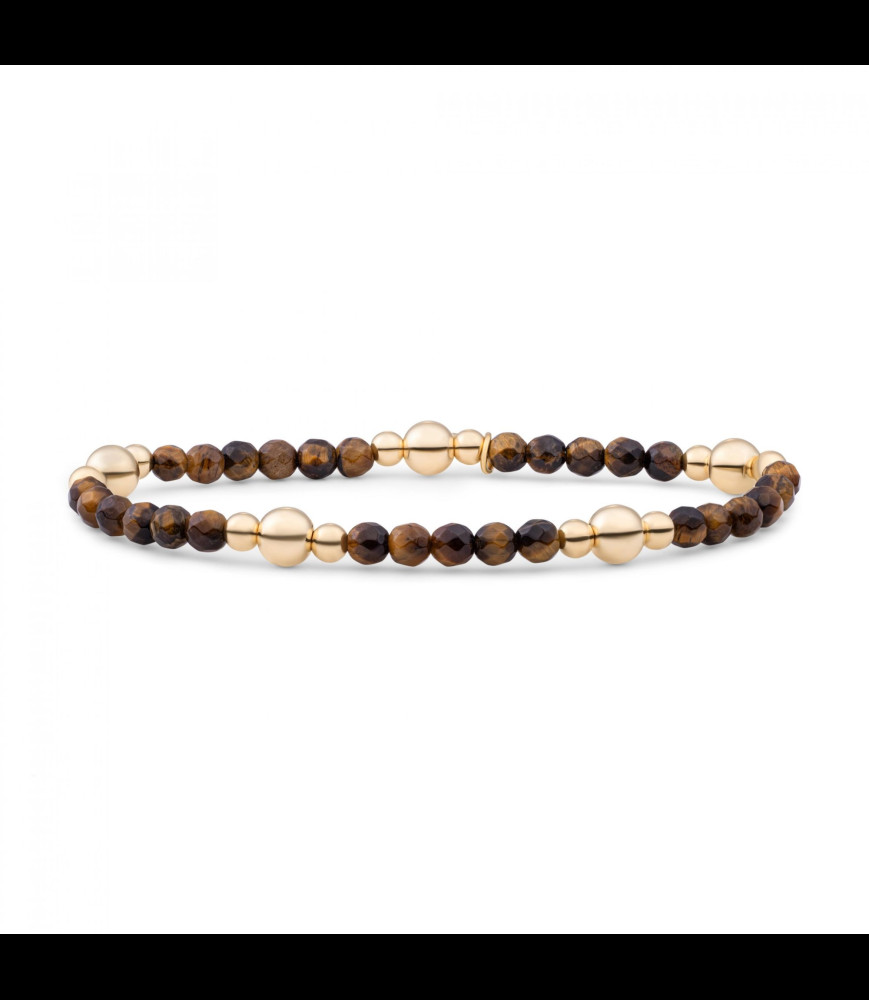 SPARKLING Bracelet argent doré et oeil de tigre