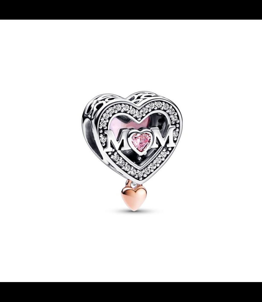 PANDORA Charm Maman & Cœur Ajouré Bicolore