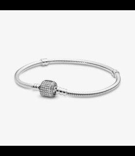 PANDORA Bracelet Maille Serpent Fermoir Pavé Scintillant 19 CM