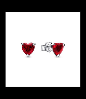 PANDORA Clous d’Oreilles Cœur Rouge Argent 925/1000e