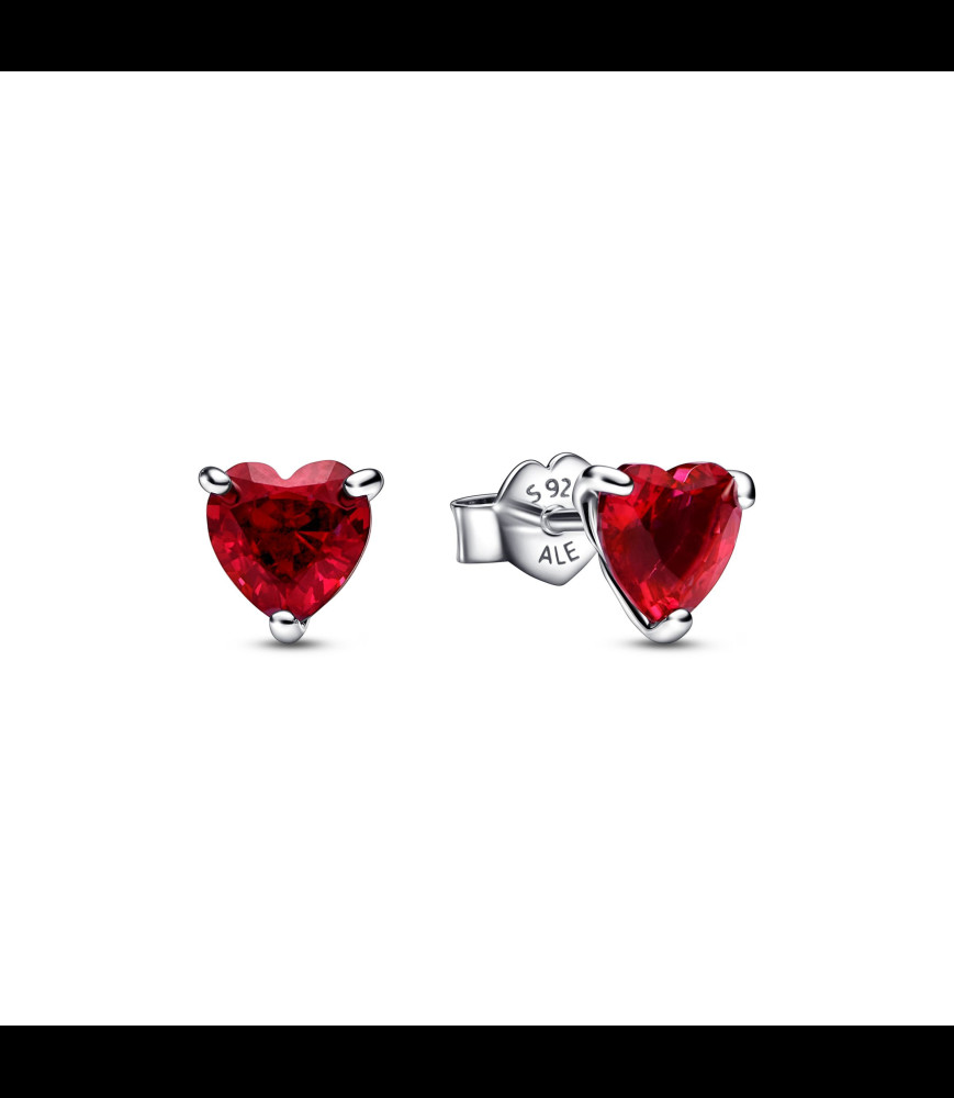 PANDORA Clous d’Oreilles Cœur Rouge Argent 925/1000e