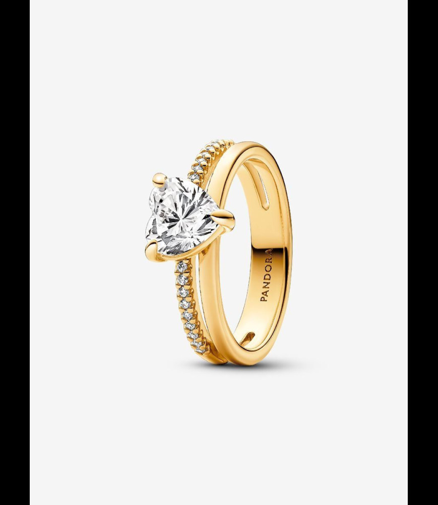 PANDORA Bague Cœur Anneau Double DOIGT 54