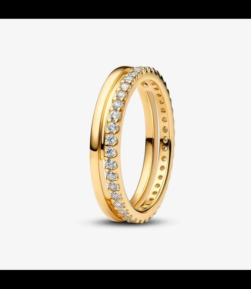 PANDORA Bague Pandora Anneau Double en métal doré, taille 56