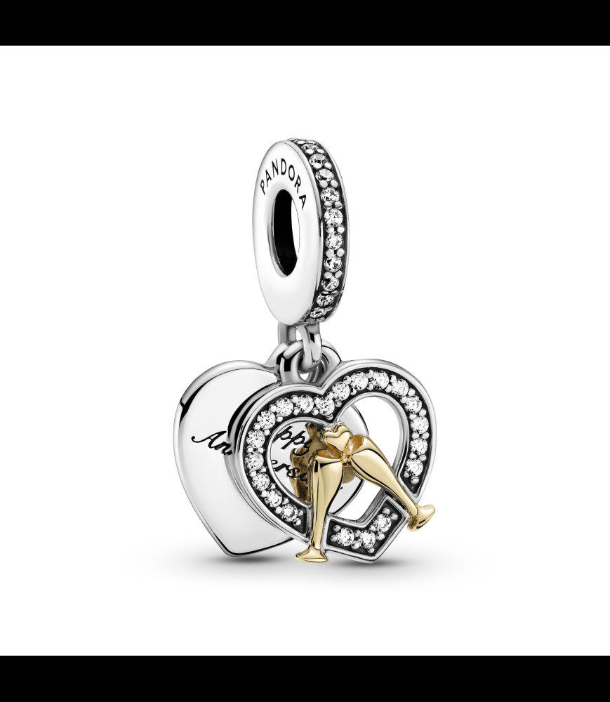 PANDORA Charm Pendant Joyeux Anniversaire de Mariage Bicolore