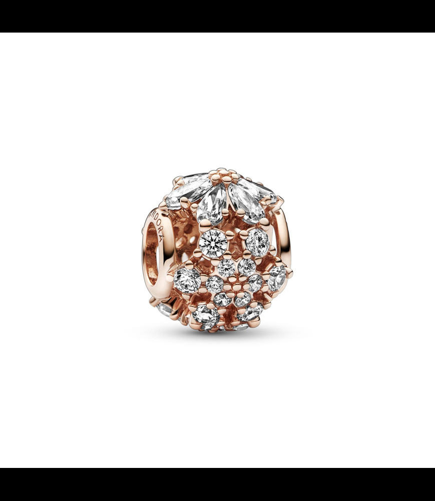PANDORA charms rond herbier scintillant métal rose gold