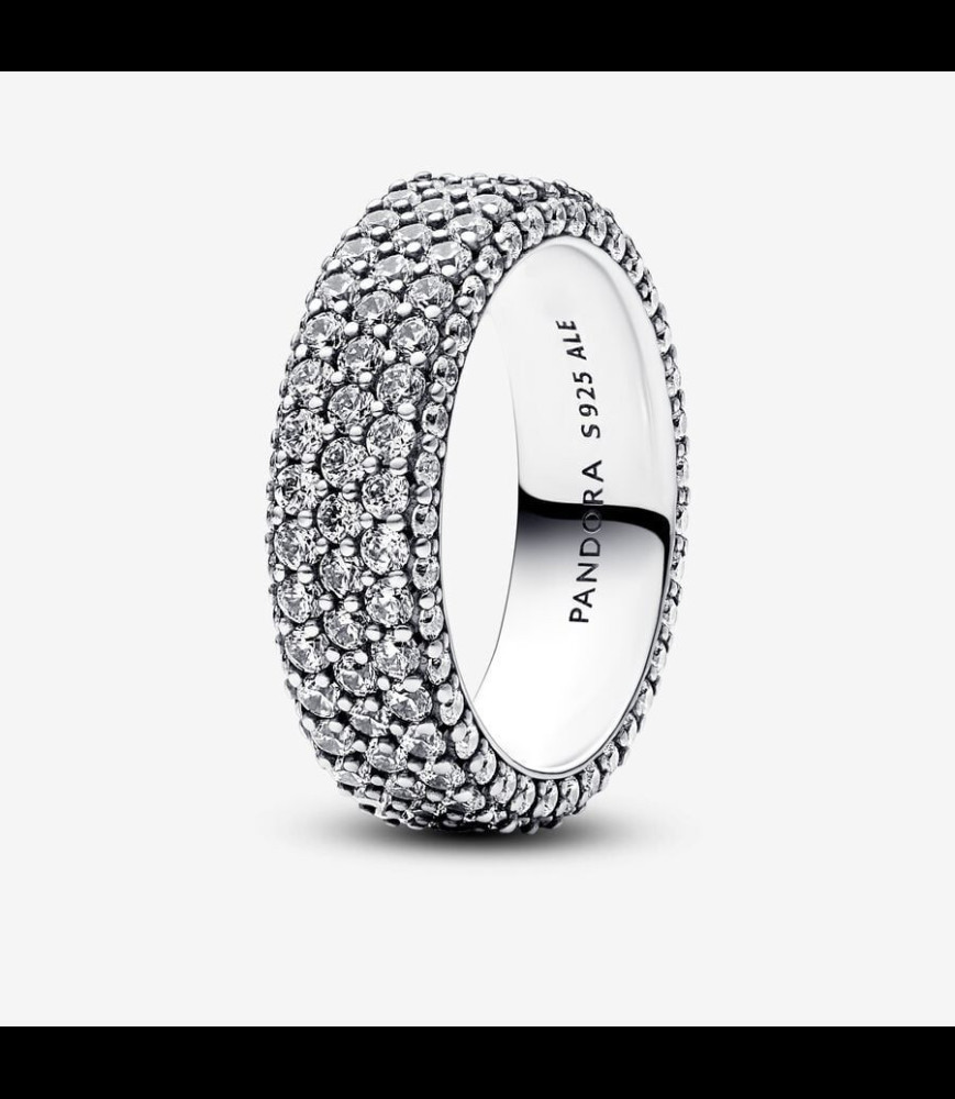 PANDORA Bague Triple Rang Pavée TAILLE 60