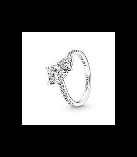PANDORA Bague Scintillante Cœur Double TAILLE 50