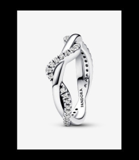 PANDORA Bague Vagues Entrelacées Scintillantes TAILLE 54