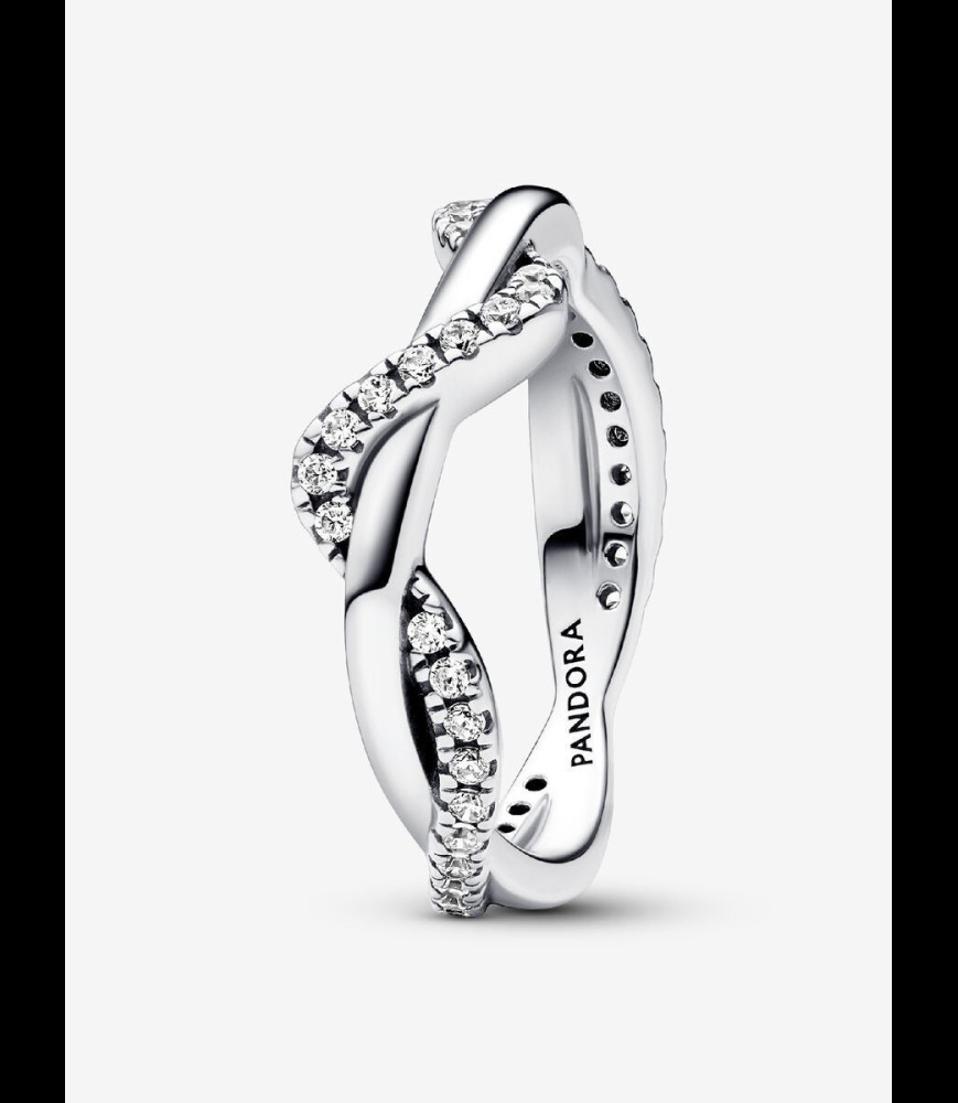 PANDORA Bague Vagues Entrelacées Scintillantes TAILLE 54