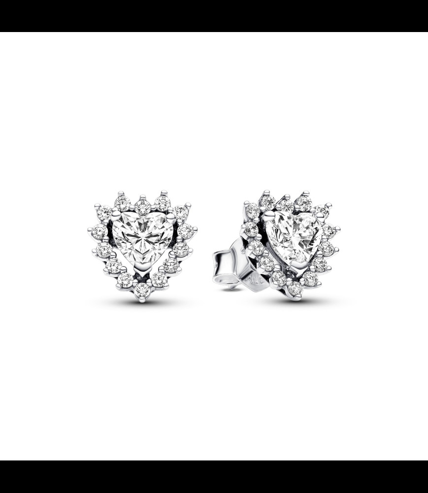 PANDORA Clous d'Oreilles Cœur Halo Scintillant