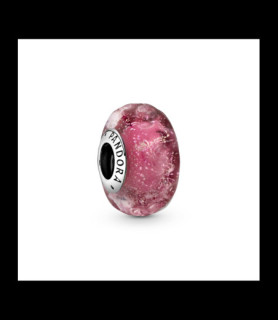 PANDORA Charm Verre de Murano Rose Ondulé Fantaisie
