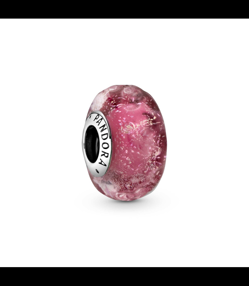 PANDORA Charm Verre de Murano Rose Ondulé Fantaisie