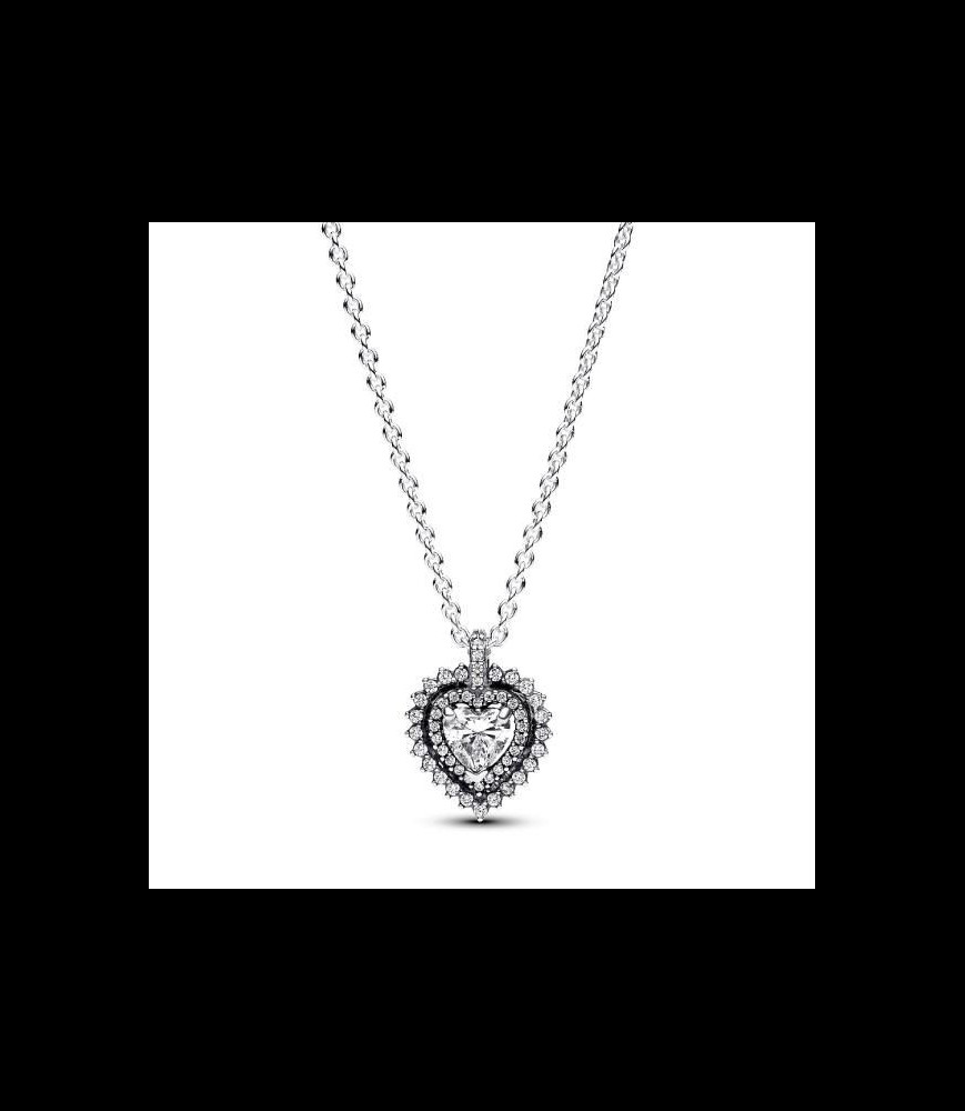 PANDORA Collier à Pendentif Halo Cœur Scintillant