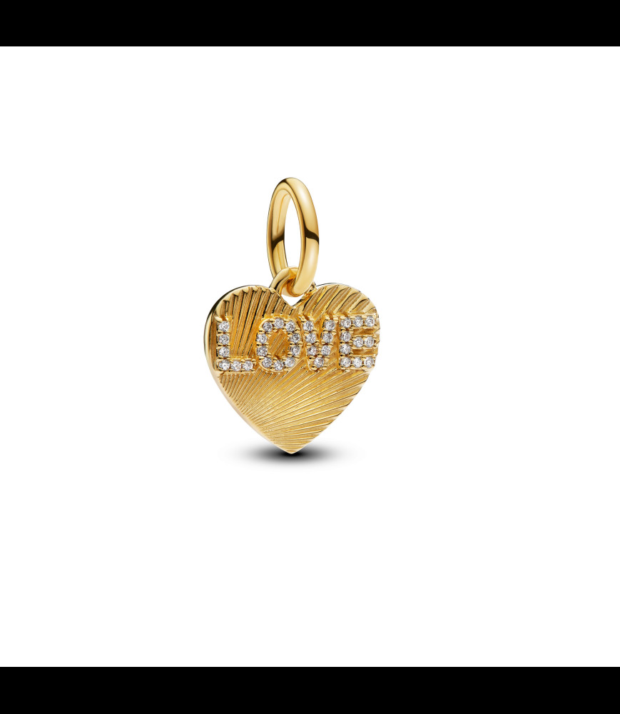 PANDORA Charm Pendant Cœur d'Amour Métal doré à l'Or 14 carats