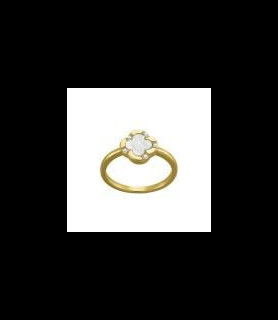 CHARLES GARNIER Bague LÉGENDE Doré petit Trèfle Argent 925, Nacre et Oxydes de zirconium TAILLE 54