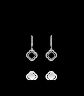 CHARLES GARNIER Boucles d'oreilles réversibles - LÉGENDE Argent 925, Nacre, Onyx et Oxydes de zirconium