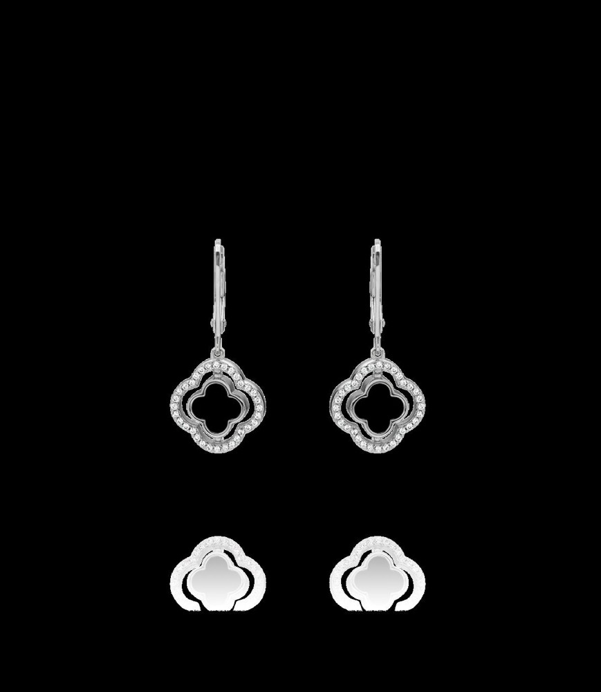 CHARLES GARNIER Boucles d'oreilles réversibles - LÉGENDE Argent 925, Nacre, Onyx et Oxydes de zirconium