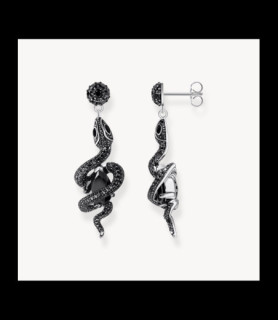 THOMAS SABO Boucles d'oreilles en argent noirci avec pendentif serpent et zircone