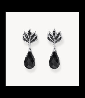 THOMAS SABO Boucles d'oreilles en argent noirci avec obsidienne en forme de goutte