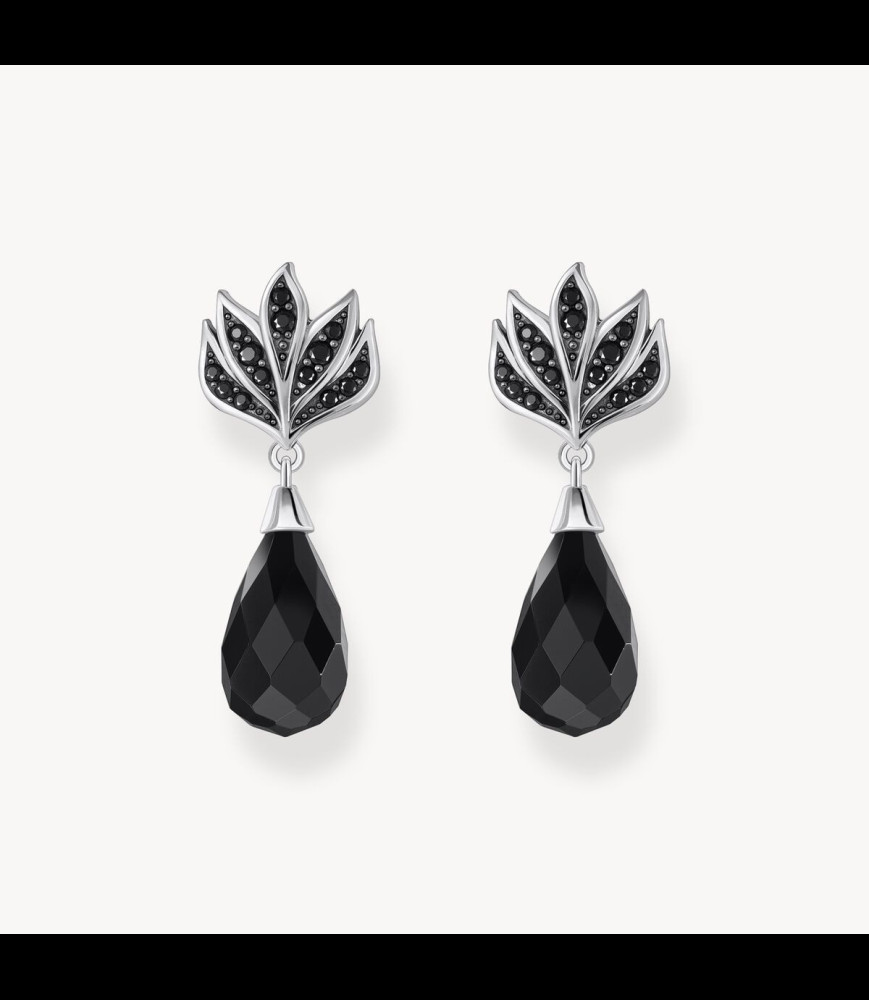 THOMAS SABO Boucles d'oreilles en argent noirci avec obsidienne en forme de goutte
